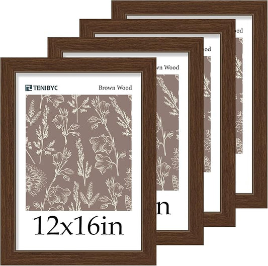Picture Frame 4 Pack - Solid Wood Poster Photo Frame - Woodgrain Series - Room, Office, Gallery, Studio Display - Wall Hanging