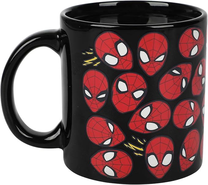 Spider-Man Mask 16 Oz Heat-Reactive Black Ceramic Mug