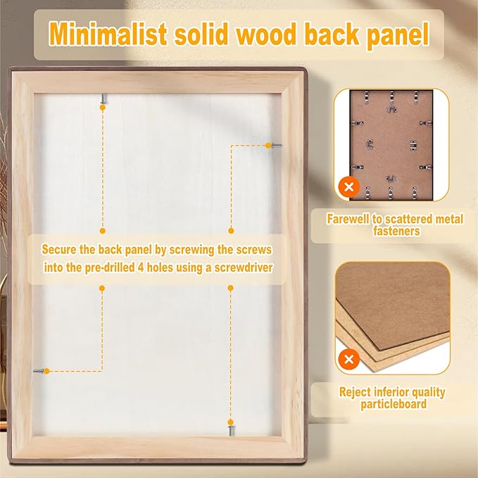 HELPLEX 12x16 Premium Picture Frame Set of 2 - Solid Walnut Wood, UV-Blocking Plexiglass, Convertible 8.5x11 Matted or 12x16 Open Display - Wall Art Gallery & Luxury Home Decor