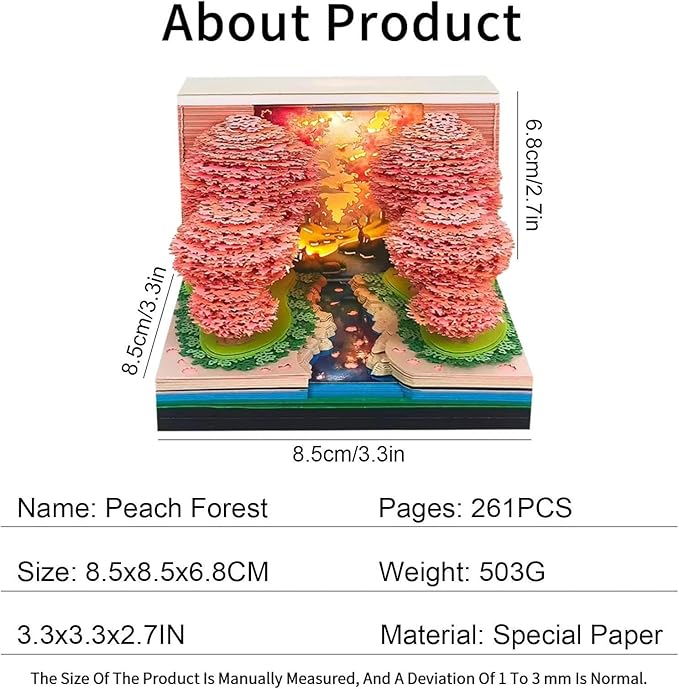 Time Piece Calendar 2026,3D Tree Tear-Away Memo Pad Creative Desk Calendars,3D Notepad Paper Carving Art Sticky Notes,3D Calendar 2026 Suitable for Room and Office Desktop Decoration
