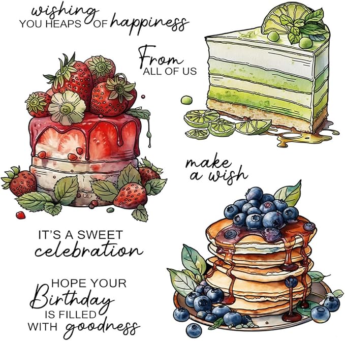 Blueberry Layer Cake Stamps and Cutting Dies for Card Making DIY Transparent Silicone Clear Stamp and Metal Die Cuts Sets for Scrapbooking Paper Greeting Cards Decor Seals Craft Supplies