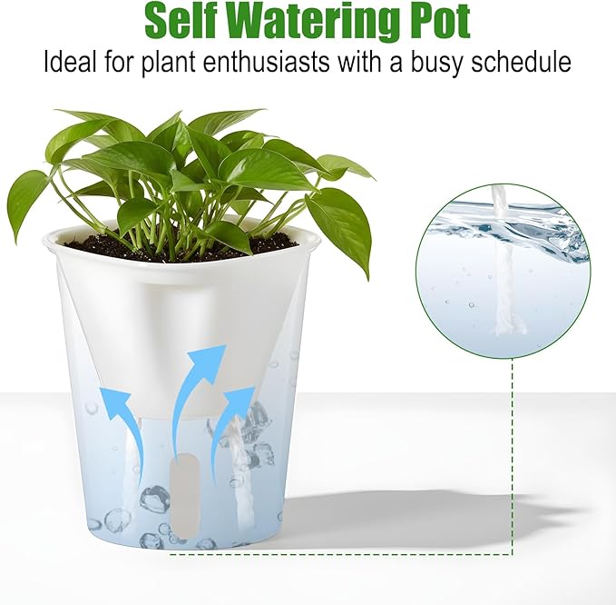 20 Pack 3 Inch Self Watering Pots for Indoor Plants Small White Plastic Planter Garden Hydroponic Flower Pots with Level Indicator Vents for House Plants, Flowers Violets Ocean Spider Plant