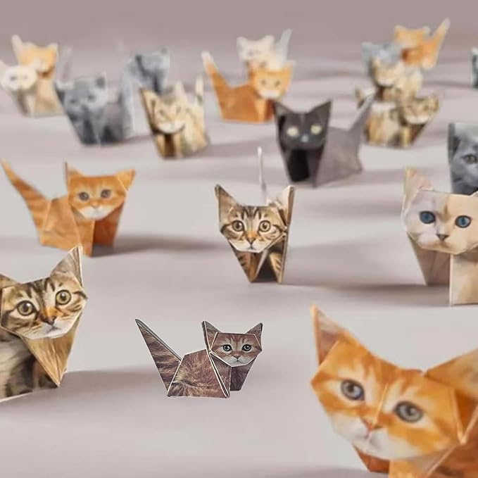 DIY Paper Cats Origami Kit for Making Cute Origami Cat, Crafts for Adults & Kids Activities Paper Cats for Desk Decoration, Gift for Cat Lovers & Valentine’s Day (2PCS Dogs Origami)