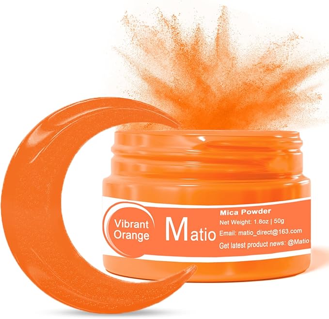 Matio Neon Pigment Powder, 1.8oz/ 50g Vibrant Orange Highly Fluorescent Nail Powder Iridescent Mica Powder for Epoxy Resin, Soap Making, Candle Dye, Bath Bomb, Tumblers, Slime, Painting, DIY Crafts