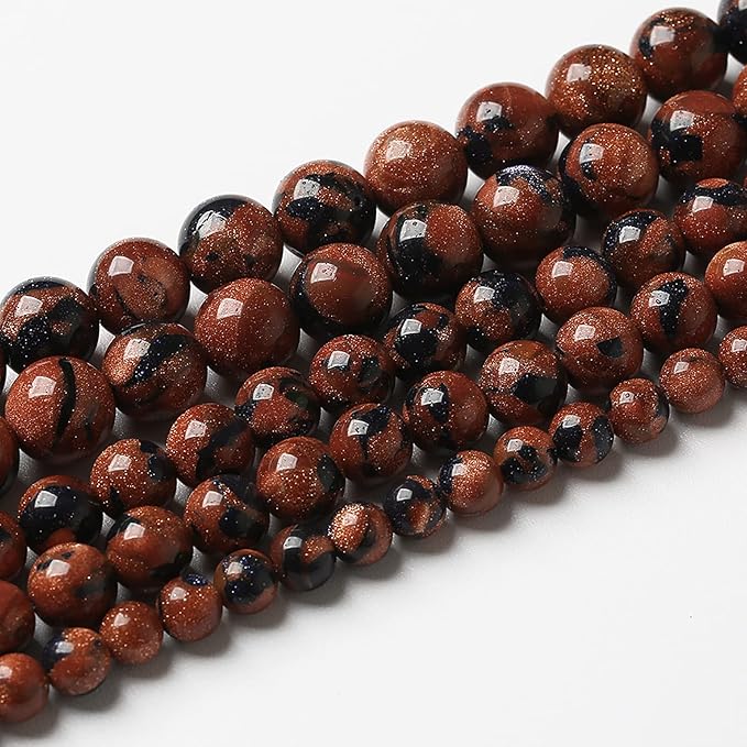 72pcs 10mm Starry Bicolor Sandstone Beads Natural Round Loose Spacer Beads for Jewelry Making DIY Bracelets 2 Strand 32"