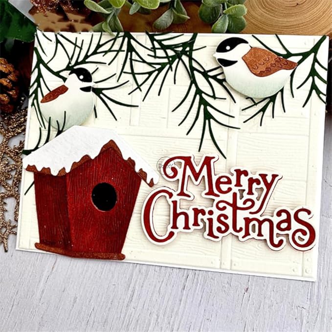 DzIxY Shadow English Words Merry Christmas Metal Cutting Dies for Card Making Kit Embossing Paper Die Cuts Set Scrapbook Stencils Supplies Machine Templates