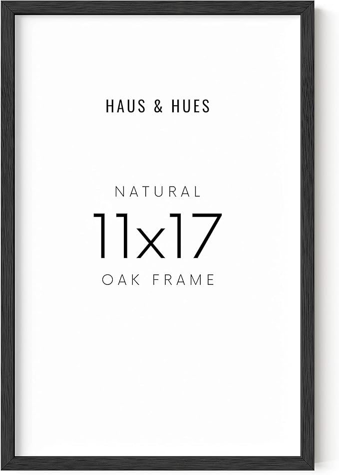 HAUS AND HUES 11x17 Black Oak Frame - Wooden Poster Display, Natural Wood Finish