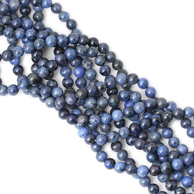 45PCS 8mm Natural Dumortierite Gemstone Round Loose Stone Beads for Jewelry Making Crafts Design 1 Strand 15"