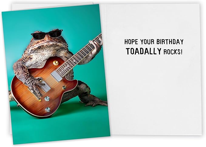Funny Happy Birthday Greeting Card for guys, girls, friends, family and coworkers who Toadally Rock