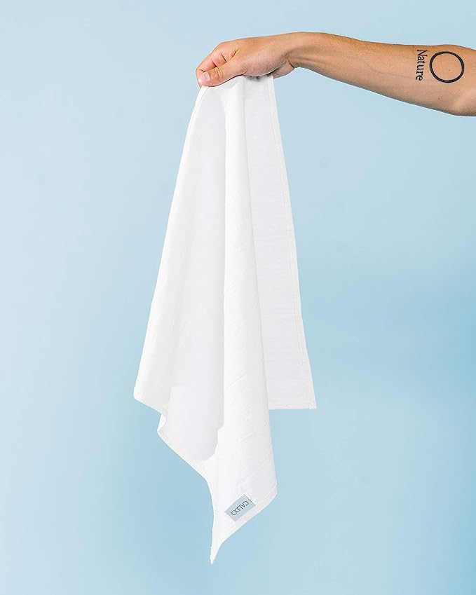 Caldo Linen Dinner Napkins - Rustic- Soft and Durable Cloth- Washable and Reusable - 4 Pack - 20x20 inch (Natural White)