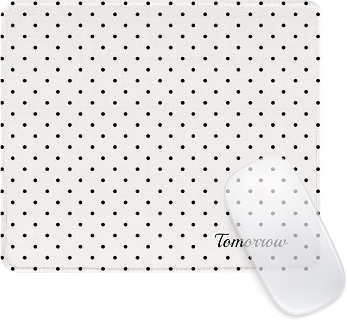 Seorsok Cute Fashion Black Polka Dot Design Mouse Mat,Premium Textured Mouse Pads for Office Laptop,Washable Square Mousepads with Extended Stitched Edges Non Slip Rubber Base 9.5"x7.8"x0.12"Inch