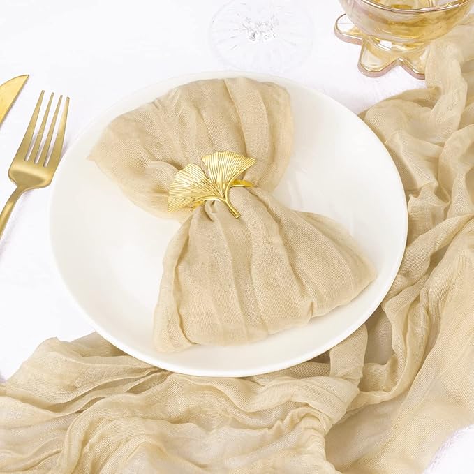 50 Pack Champagne Cheesecloth Napkins Spring Cloth Napkins Set of 50 Champagne Dinner Napkins Bulk 21x21 Inches for Wedding Bridal Shower Baby Shower Valentine's Day