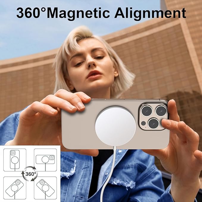 for MagSafe Charger 2 Pack 15W Magnetic Wireless Charging Pad for iPhone 17 16 15 14 13 12 Air Pro Max Plus mini/AirPods 2 3 Pro, Slim Portable Strong Magnet Quick Charger, USB-C/A Ports, White