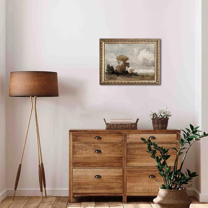 uniro Vintage Wall Art Prints, Rustic Landscape Country Canvas North Prints Oil Painting Art Pictures for Bedroom Bathroom Decor (8" x 10" - UNFRAMED)