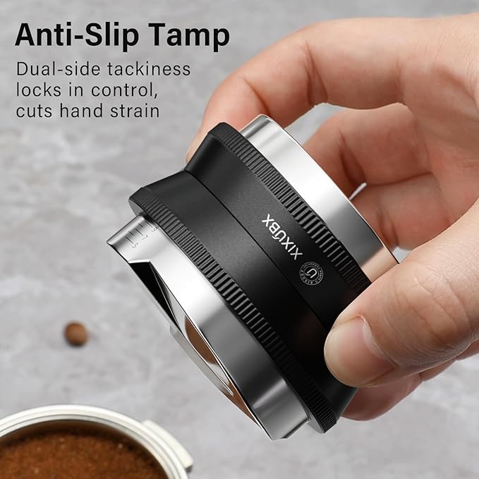 58mm Espresso Tamper, Coffee Distributor and Tamper 304 Stainless Steel Espresso Hand Tamper, Adjustable Depth Espresso Distribution Tool, Professional Espresso Leveler Barista Tools
