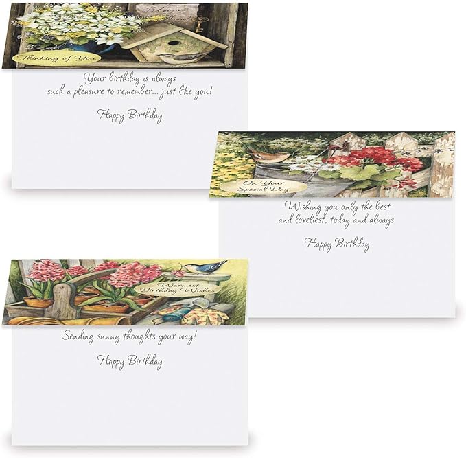 Current by Susan Winget Happy Birthday Greeting Card Set - Value Pack of 20 Cards With White Envelopes, 10 Designs, Large 5" x 7" Assortment