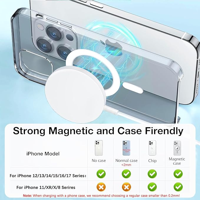 【Apple MFi Certified】Magnetic Wireless Charger,2Pack 10FT Apple Mag-safe Charger,Fast MagSafe Charging Wireless iPhone Charge Pad USB C Block Adapter for iPhone 17 Pro Max/Air/16/15/14/13/12,Air-Pods
