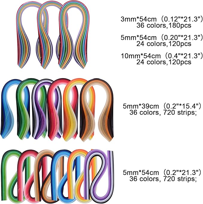 Paper Quilling Kit 3mm/5mm/10mm 1740pcs Quilling Paper Strips Quilling Tool Set with Storage Box with Quilling Electric Slotted Pen Needle Curler Crimper Comb Board Template Border Buddy Tower