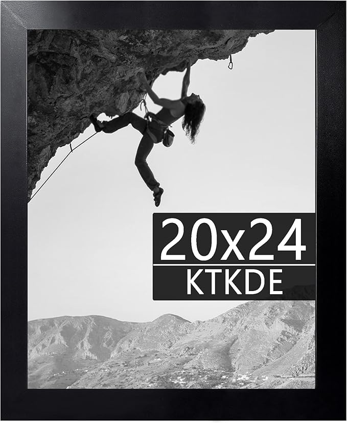 KTKDE 20x24 Poster Frame, Wooden Picture Frames Black with HD Plexiglass for Horizontal or Vertical Wall Mounting, Gallery Picture Frames and Art Prints Large Photo Frame