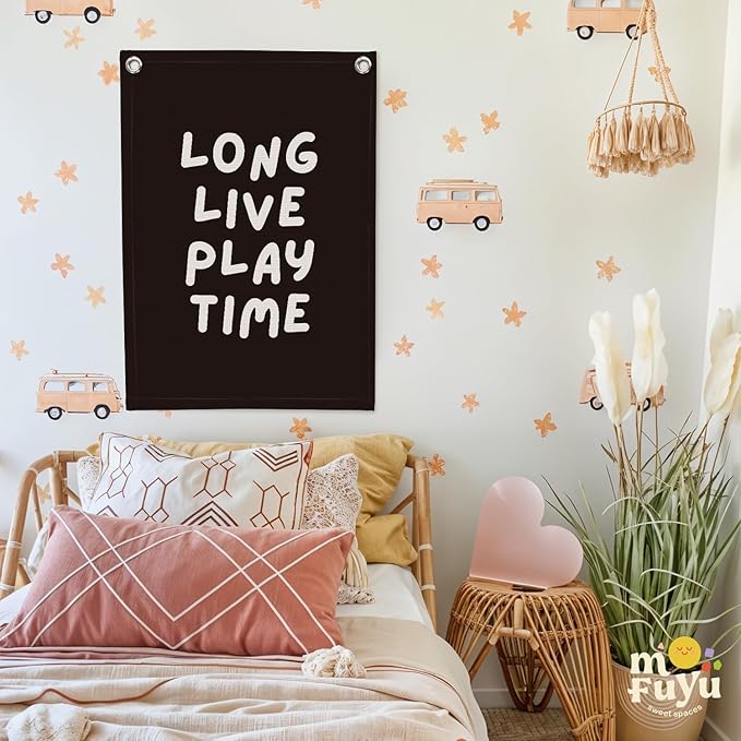 Playroom Decor,Play Room Wall Decor, Long Live Playtime Linen Banner,Baby Nursery Decor Wall Hanging Flag for Bedroom Playroom Classroom Kids Rroom 18x25 Inch
