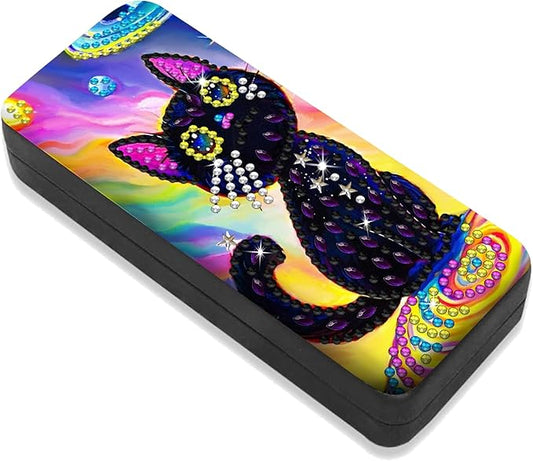 Leatrice Animal Diamond Art Kits for Adults Small Diamond Painting Kit Gem Art Paint by Diamonds Dot Eyeglasses Case 5d Diamond Art DIY for Beginner Women Black cat