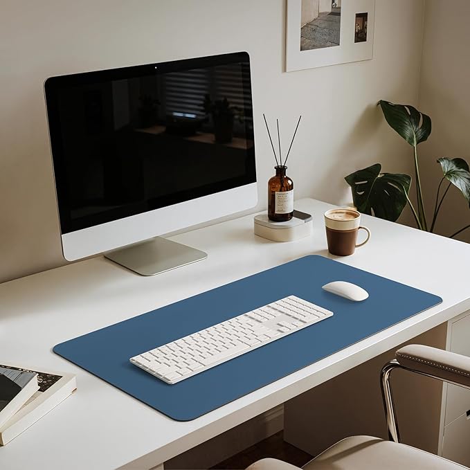 Jotsome Leather Desk Mat, Non-Slip Desk Blotter Pad - Desk Protector for Office, Home, Laptop, and Desktop, Gift for The Holidays or Christmas (Midnight Blue, 34" x 17")