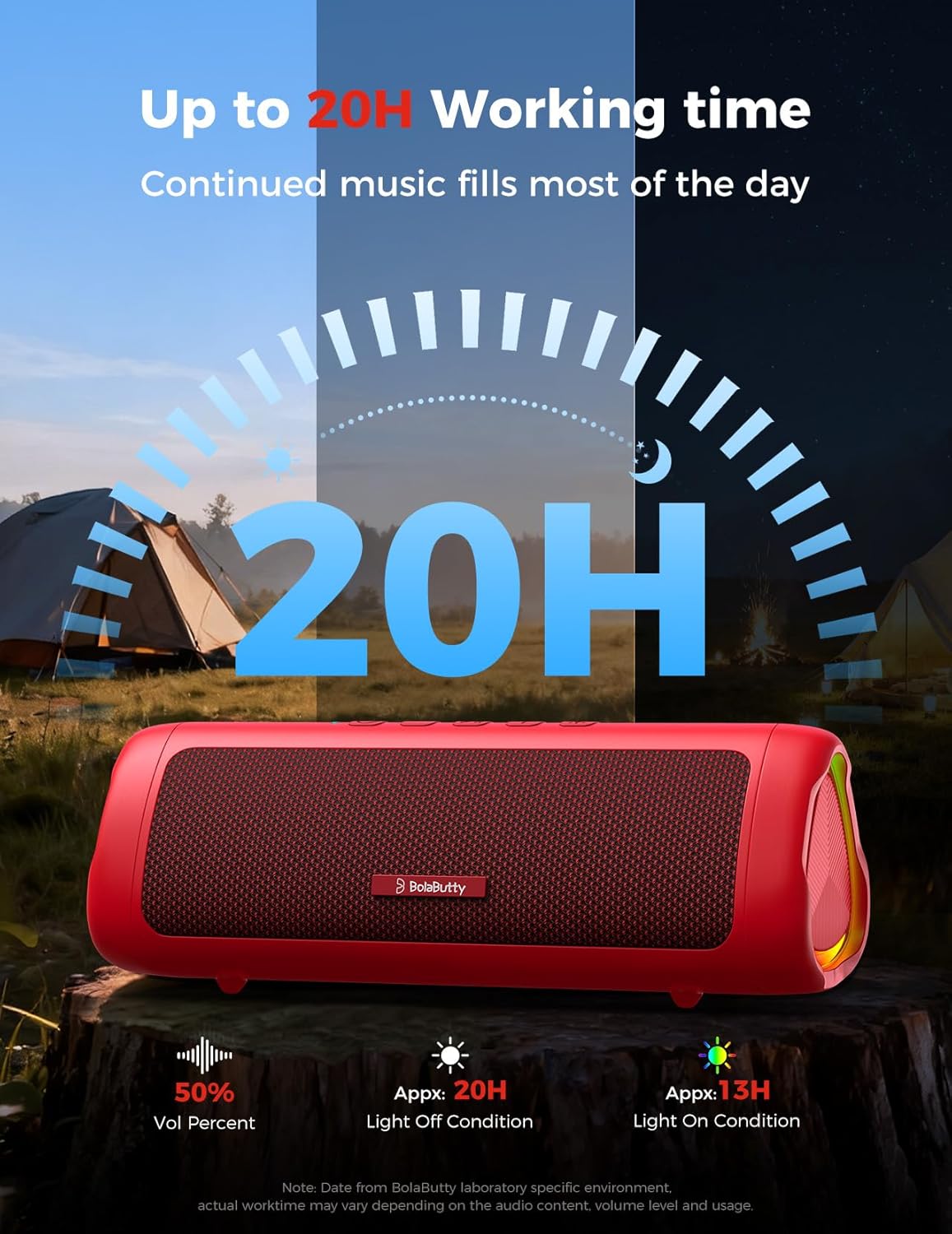 Bluetooth Speaker with HD Sound, Portable Wireless, IPX5 Waterproof, Up to 20H Playtime, TWS Pairing, BT5.3, for Home/Party/Outdoor/Beach, Electronic Gadgets, Birthday Gift (Red)
