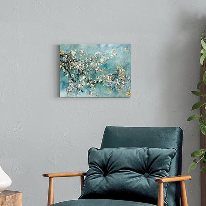 ARTISTIC PATH Abstract Art Painting Flower Picture: Dogwood Bloom Graphic Art on Canvas Wall Art for Bedroom (16" W x 11" H,Multi-Sized)