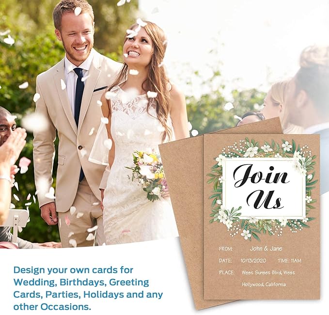Ohuhu Blank Brown Kraft Cards and Envelopes 100 Pack - 4" x 6" Folded Cardstock Paper and A4 Envelopes for DIY Greeting Cards Wedding Birthday Invitations Baby Shower Thank You Notes and More