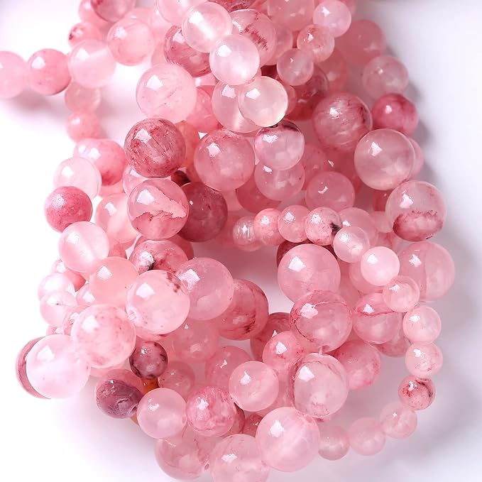 86pcs 4mm Natural Rose Pink Persian Jade Gemstone Round Loose Spacer Beads for Jewelry Making Healing Energy Stone Beads DIY Bracelets Necklaces 15"