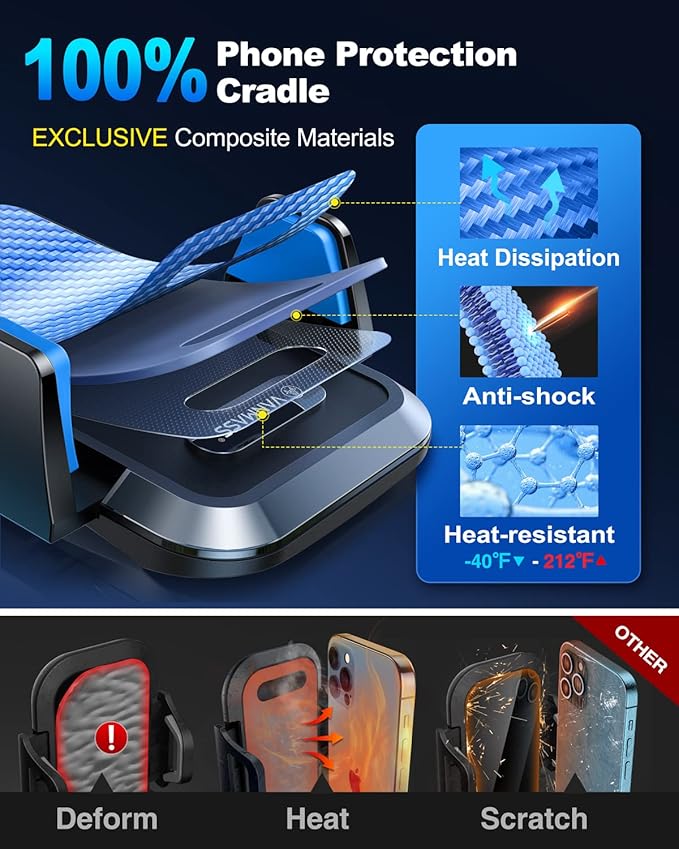 VANMASS 【85+LBS Strongest Suction & Military-Grade 2025 Ultimate Car Phone Mount【Patent Safety Certs】 Cell Phone Holder Truck Stand Dashboard Windshield Vent for iPhone 16 15 Pro Max 14 Samsung, Blue