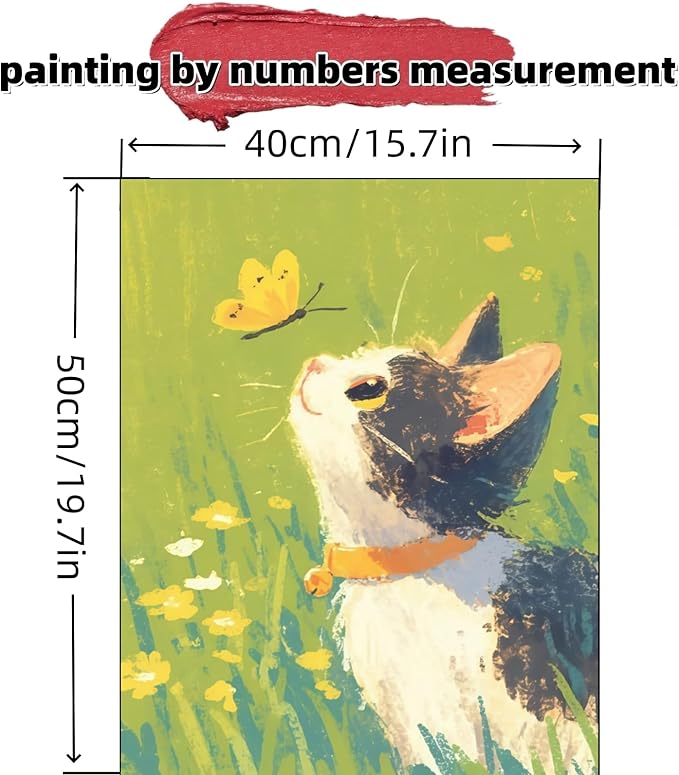Paint by Numbers Kit for Adults Beginner,Butterfly Cat Wildflowers Easy Paint by Number Kits Canvas Without Framed,DIY Acrylic Oil Painting Adults Paint by Numbers Kits for Home Decor 16x20 Inch