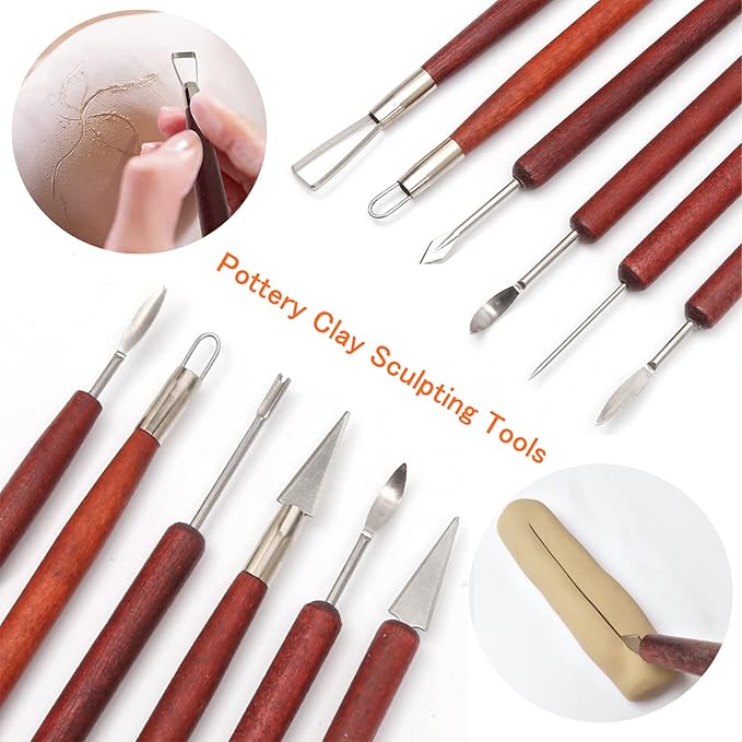 Artzuvs Clay Tools,28pcs Polymer & Pottery Sculpting Tools Set,Ceramic Tools, Modeling Clay Supplies Tools Kit for Carving,Sculpture,Beginners