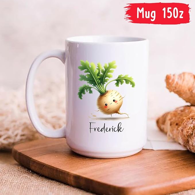 Parsnip Ceramic Mug, Personalized Parsnip White Mug 11oz 15oz, Vegetable Lover Cup Gift, Custom Choose Name Parsnip Coffee Mug, Vegetable Mugs Gifts For Parsnip Lovers, Parsnip Travel Tea Cup
