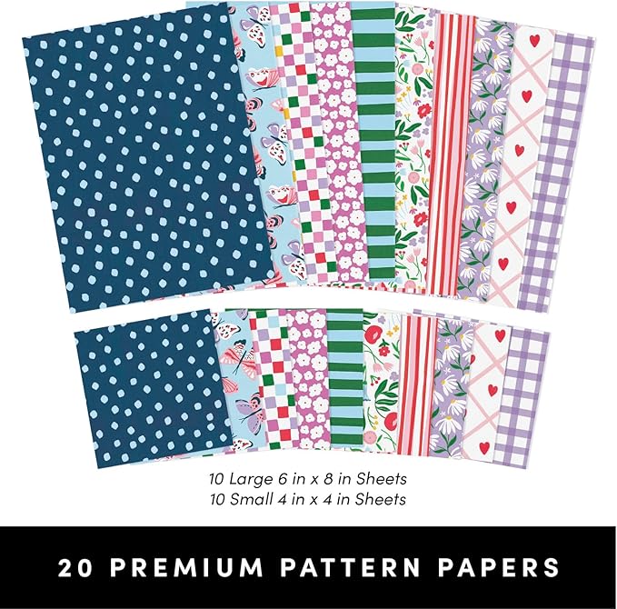 PAPERAGE Junk Journal & Scrapbook Kit, Hardcover Blank Journal Notebook, 20 Patterned Papers, 8 Sticker Sheets, 20 Die-Cut Shapes, 2 Washi Tapes & Tape Roller, Creative Journaling Supplies - Lavender