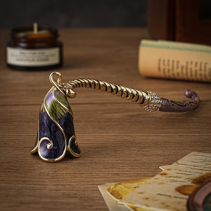 Candle Snuffer Extinguisher with Diamond Decoration Long Handle, Alloy Wick Flame Candle Put Out Tool Safely, Gift for Candle Lovers (Blue Purple)