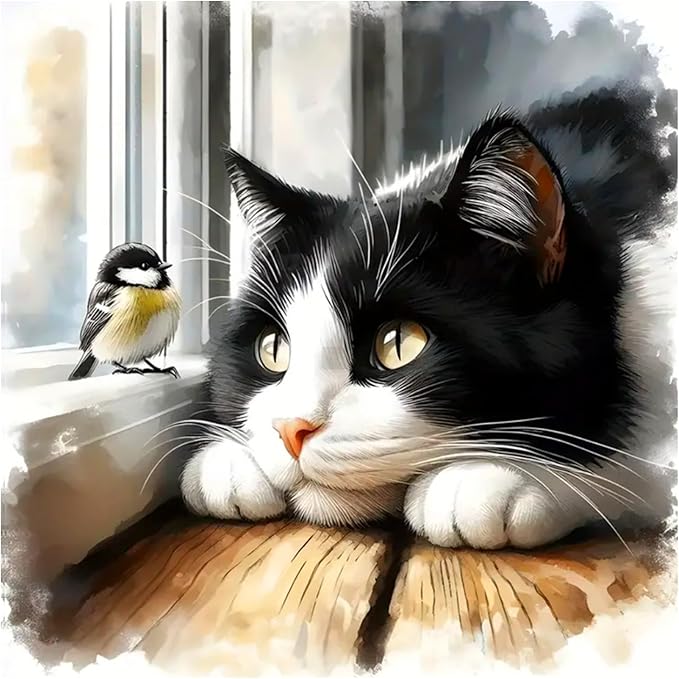 AMORARS Diamond Painting Kit for Adults - Cat Diamond Art Beginners - DIY Full Diamond Dot Rond Gem Art Paintings, Suitable Gifts, and Home Decoration Crafts, 12x12Inch