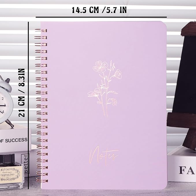 3 Pcs Spiral Notebooks For Women - Aesthetic College Ruled Journal/Notebook with Large Pockets & 7mm 60 Sheets Lined Pages - for School and Office Supplies（A5, 5.7" x 8.3"）
