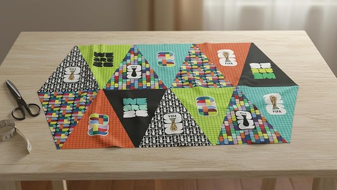 FIFA World Cup DIY Canvas Bunting Kit – Soccer Fan Fabric Craft Project – Includes 24" x 43" Multicolor Fabric Panel, Backing, Binding & Instructions – Create 11ft Handmade Wall or Party Decoration