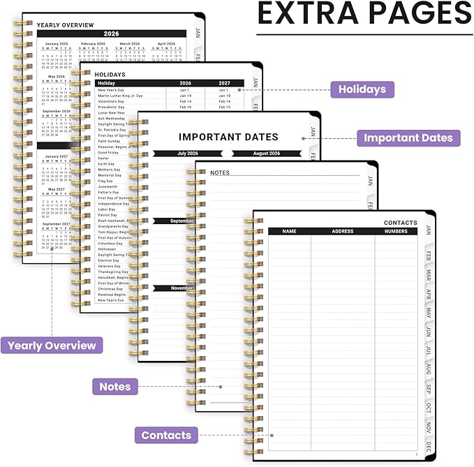 2026 Planner, Monthly and Weekly Calendar Planner for Women, Jan 2026 - Dec 2026, Hardcover Pretty 2026 Agenda Planner Book with Tabs, Spiral Bound, Perfect for School Office Home Supplies, 6.3" x 8.5" - Fall Harmony