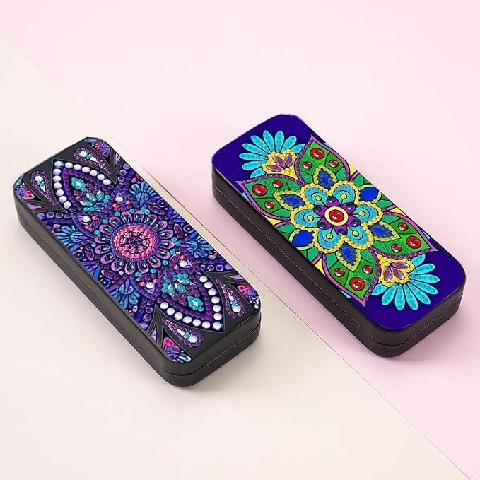 Leatrice Mandala Diamond Art Kits for Adults Small Diamond Painting Kit Gem Art Paint by Diamonds Dot Eyeglasses Case Hard Shell 5d Diamond Art DIY for Beginner Women