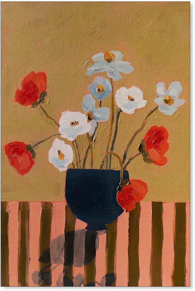 Spring Antique Flower Oil Painting Poster French Country Botanical Canvas Wall Art Antique Cottagecore Art Prints for Bedroom Kitchen Farmhouse Wall Decor 16X24 inch Unframed