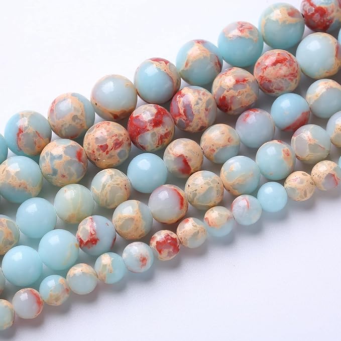 32PCS 12cm Natural Blue Jasper Beads Longevity Mountain Stone Round Loose Spacer Beads for Jewelry Making DIY Energy Stone Healing Power Bracelet 15" (12mm, Blue Jasper)