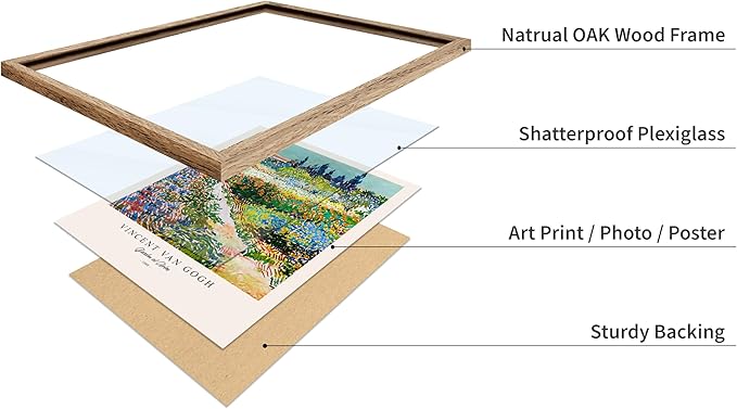 Monem Art Vintage Van Gogh Poster - Retro Impressionism Print - Garden at Arles, Colorful, Aesthetic, Beautiful - Gift for Artist, Friend - Wall Decor for Home, Office, 8x10 Beige Framed