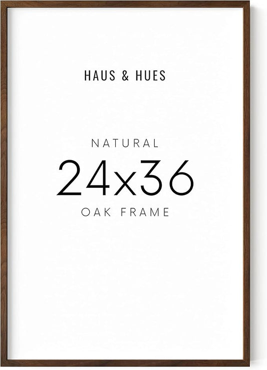 HAUS AND HUES 24x36 Walnut Oak Frame - Wooden Poster Holder, Rustic Display (Standalone, Set of 1)