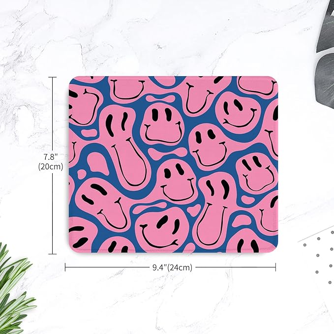 Seorsok Square Mouse Pad Cute Retro Smiley Hippie,Office Home Personalized Premium-Textured Mouse Mat Design,Waterproof Mousepad,Non-Slip Rubber Base Computer Mouse Pads for Wireless Mouse