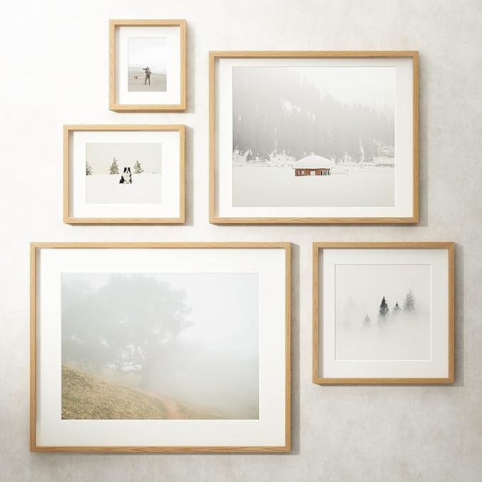 11x14 Picture Frame, USA-Sourced Natural Oak Wood Photo Collage Frame with HD Tempered Glass, Modern Simple 11 x 14 Wooden Frame Matted to 8x10, Vertical & Horizontal Wall Hanging Display