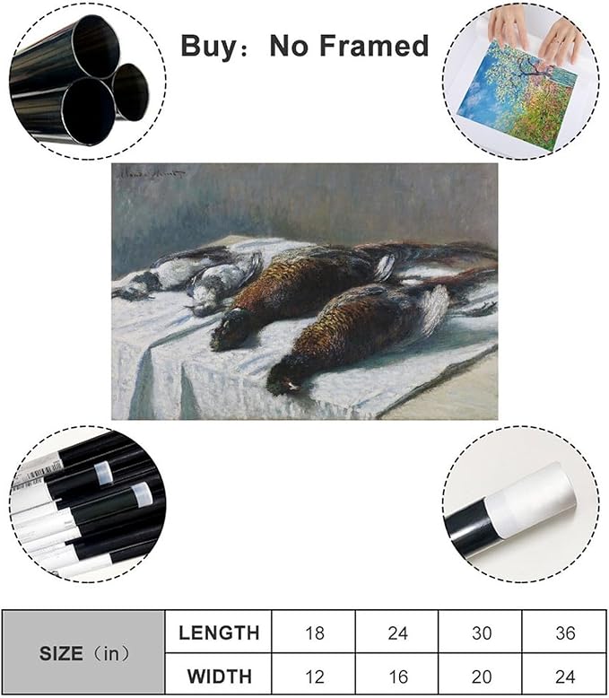 CFIOZYOS 40+ Monet Famous Print Posters Still Life with Pheasants And Plovers by Claude Monet Impressionism Canvas Wall Art Print Poster For Home School Office Decor Unframe 16×24inch(40×60cm)
