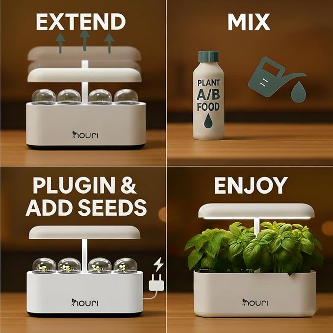 Nouri 12 pod Smart Garden for Home Cooks | w/Heirloom Salad | Hydroponics Growing System | LED Grow Lights | Indoor Herb Garden Kit | Herb Growing Kit Indoors for Plant Lovers, Gardeners, Kitchen