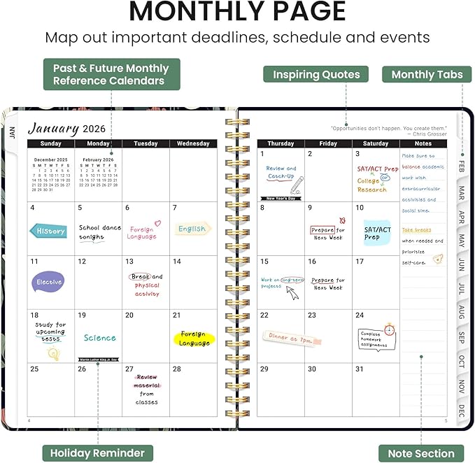 2026 Planner, Monthly and Weekly Calendar Planner for Women, Jan 2026 - Dec 2026, Hardcover Pretty 2026 Agenda Planner Book with Tabs, Spiral Bound, Perfect for School Office Home Supplies, 8.5" x 11" - Butterfly Tapestry
